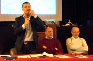 Il sindaco Casini con gli ingegneri Baldeschi e Pastorino di Autostrade
